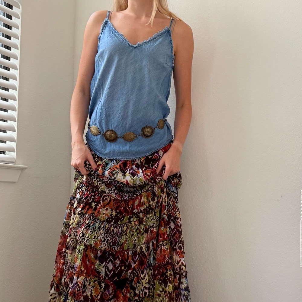 Cloth & Stone Red Brown Smocked Maxi Skirt